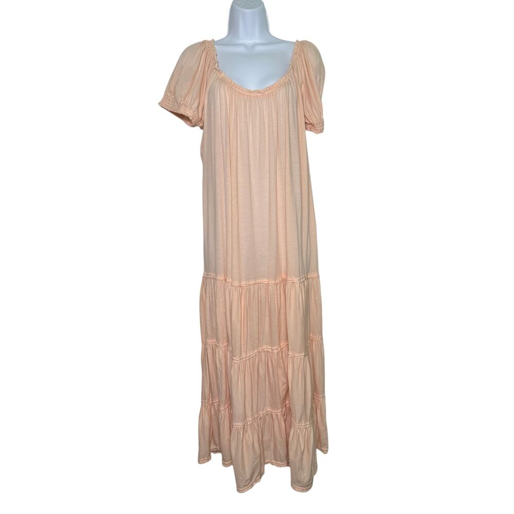 Free People Beach Cover Up Tiered Maxi Peach Oversized SIZE Small Cotton